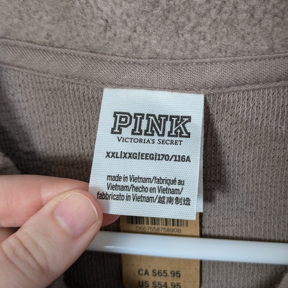 NWT PINK Victoria's Secret Preppy Fleece Cozy Cropped Polo Sweater Top Size XXL - Picture 3 of 11